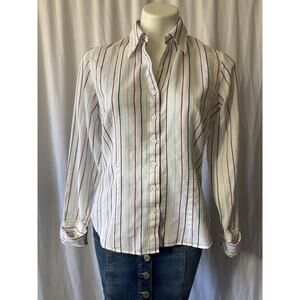 Marks & Spencer Striped Button-Up Blouse - Size UK 14 (US 10)